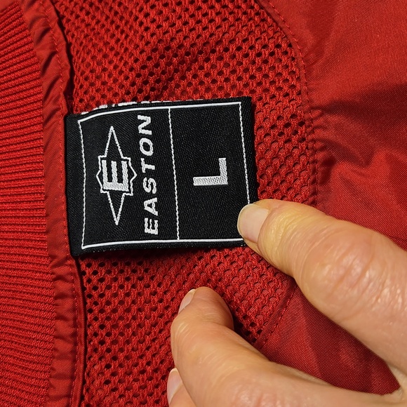 EASTON VENTED RED NYLON WINDBREAKER JACKET PULLOVER MEN'S LARGE, WITH "NDG" LOGO - Picture 11 of 15